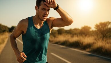 Un deportista entrenando con calor