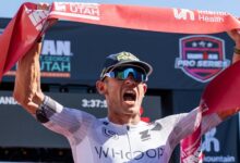@hroshak.media,/ Lionel Sanders ganando en el IRONMAN 70.3 St. George