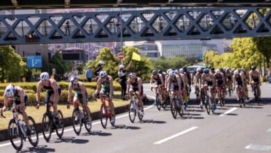 Worldtriathlon/ Imagen del pelotón en las WTCS de Yokohama