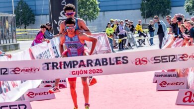 FETRI/ Imagen de dos triatletas en meta de Trimparables