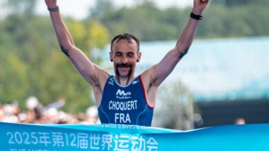 @worldtriathlon/ Benjamin Choquert ganando en Chengdu