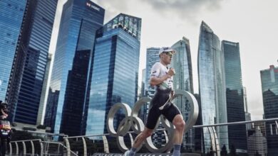 @t100triathlon/ Hayden Wilde en e T100 de Singapur