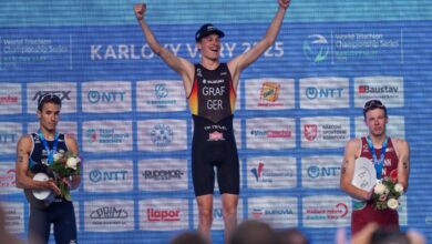 @worldtriathlon/ Imagen del pódium en Karlovy Vary