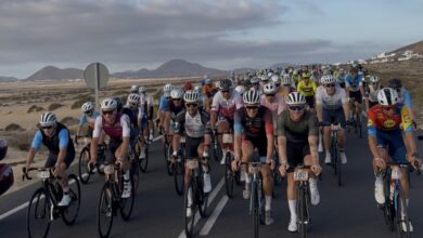 Imagen del pelotón de la Vuelta Ciclista a Lanzarote