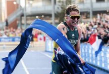 @worldtriathlon/ Matthew Hauser ganando en la Gran Final de Wollongong
