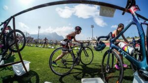 Zona de transición en el Campeonato de España de Duatlón en Cáceres