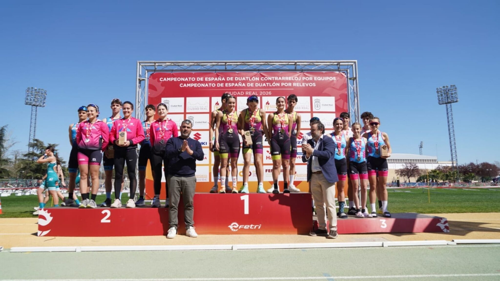 Podio del Campeonato de España de Duatlón por Relevos 2026 en Ciudad Real