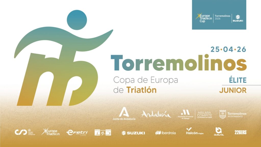 Cartel de la Copa de Europa de Triatlón Torremolinos 2026 con fecha 25 de abril y categorías élite y júnior