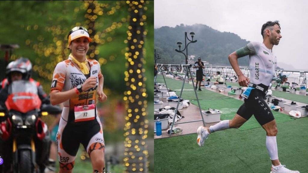 Marta Sánchez y Mikel Ugarte en competición tras lograr su clasificación para el Mundial IRONMAN Kona 2026