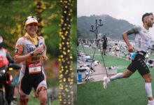 Marta Sánchez y Mikel Ugarte en competición tras lograr su clasificación para el Mundial IRONMAN Kona 2026