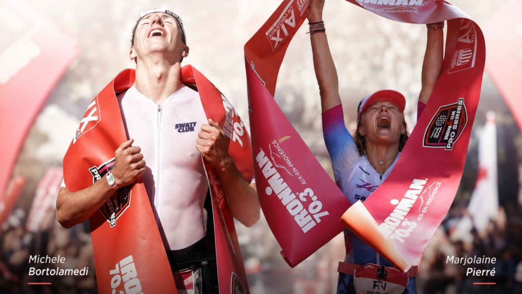 Michele Bortolamedi y Marjolaine Pierré ganan el IRONMAN 70.3 Aix-en-Provence 2026.