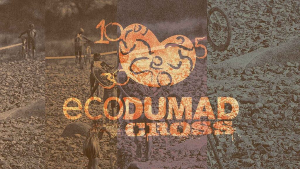 imagen: Imagen promocional de ECODUMAD Cross con ciclistas compitiendo sobre terreno de tierra