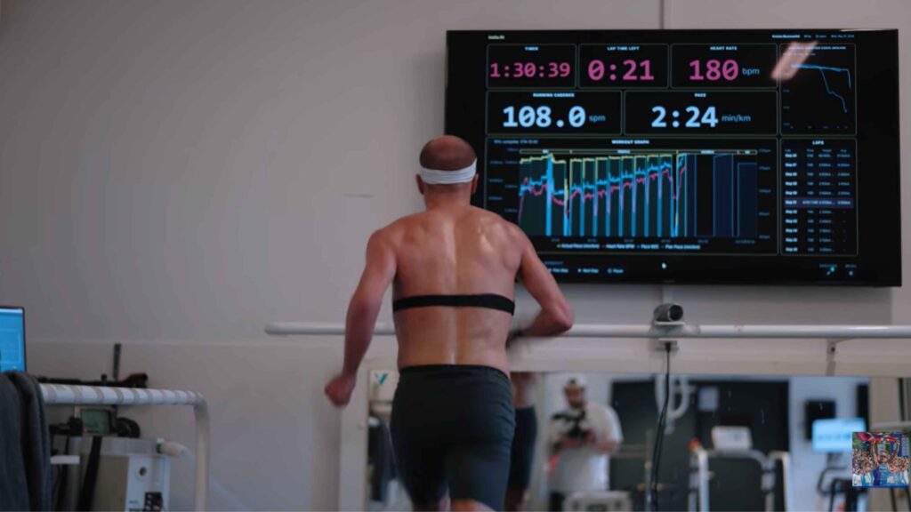 Kristian Blummenfelt realizando un test VO2max en cinta antes de Challenge Roth