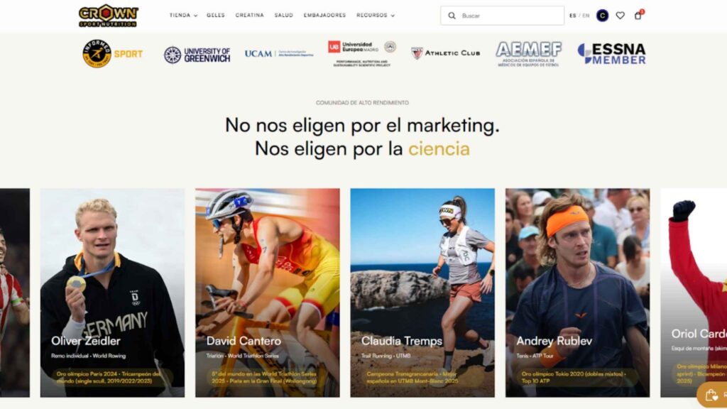 Nueva web de Crown Sport Nutrition con sus deportistas y entidades colaboradoras