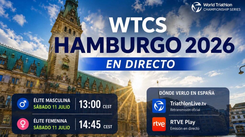 Imagen promocional de la WTCS Hamburgo 2026 con horarios y plataformas de emisión en directo