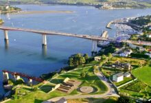 Vista aérea de la ría de Ribadeo y el Puente de los Santos