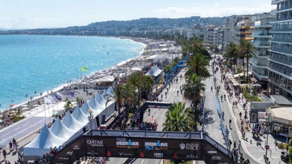 Vista aérea del recorrido del IRONMAN France Nice junto al Paseo de los Ingleses