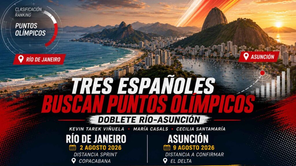 Imagen promocional del doblete de Copas del Mundo de Río de Janeiro y Asunción con puntos para Los Ángeles 2028