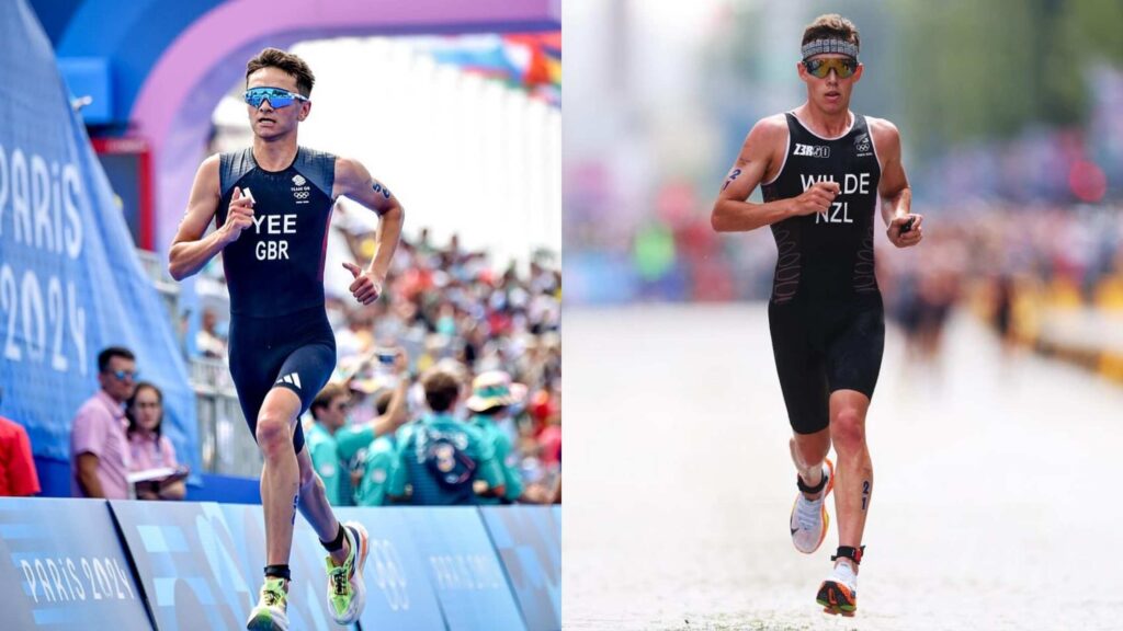 Alex Yee y Hayden Wilde corriendo en un montaje previo a la final Supertri de Jersey
