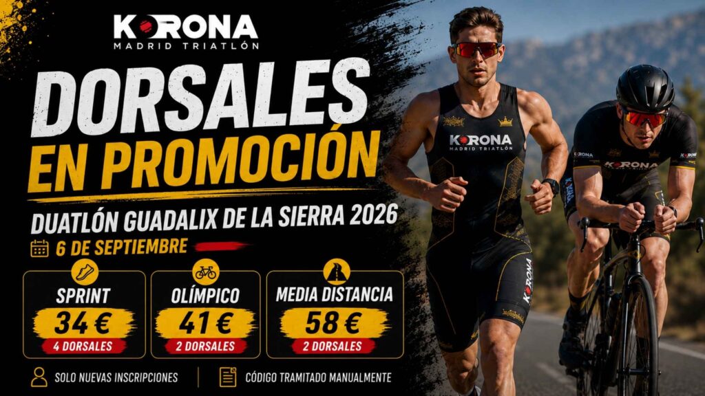 Dorsales del Duatlón Guadalix de la Sierra 2026 en promoción para Sprint, Olímpico y Media Distancia