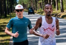 Hayden Wilde y Bashir Abdi entrenando juntos antes del Mundial IRONMAN 70.3 de Niza