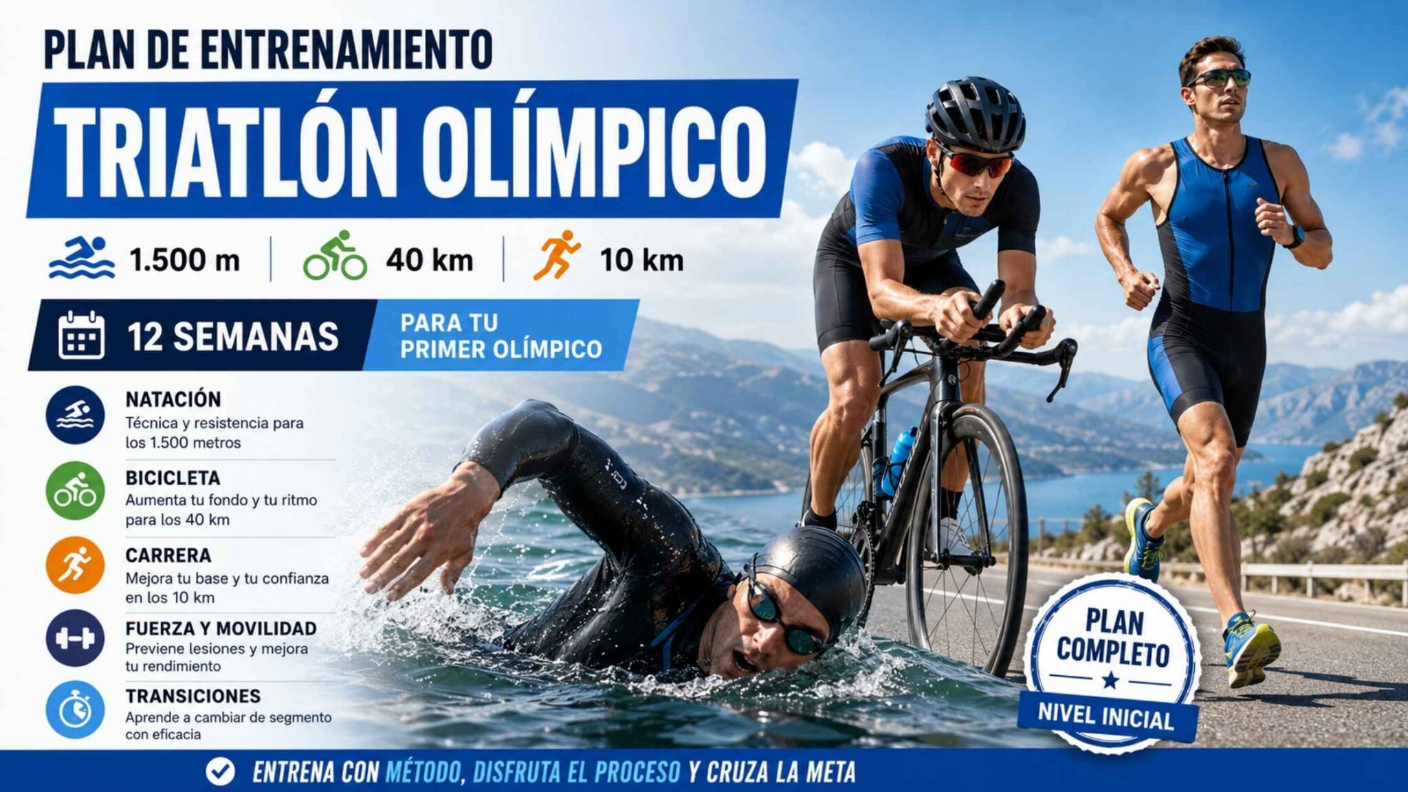 Plan de entrenamiento de triatlón Olímpico de 12 semanas
