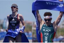 Cassandre Beaugrand y Vasco Vilaça antes de la Gran Final WTCS de Pontevedra 2026
