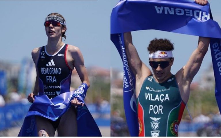 Cassandre Beaugrand y Vasco Vilaça antes de la Gran Final WTCS de Pontevedra 2026