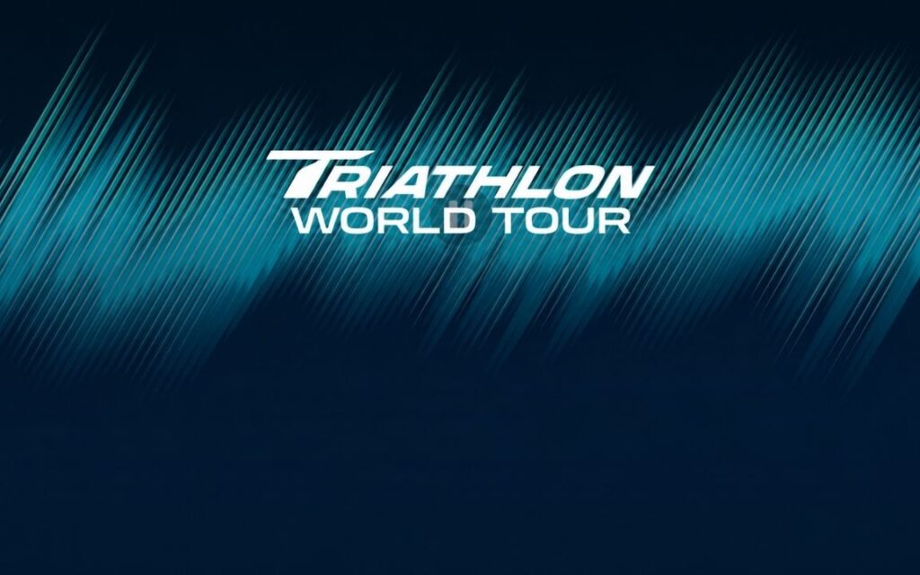 Logo del Triathlon World Tour sobre fondo azul para el calendario 2027