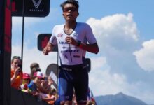 Tomás Rodríguez corriendo durante una prueba IRONMAN