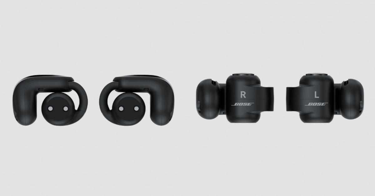 Bose Ultra Open Earbuds Auriculares Bose Ultra Open Earbuds mostrados desde varios ángulos.