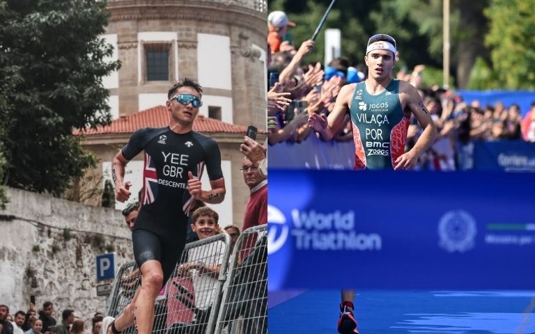Alex Yee y Vasco Vilaça durante pruebas internacionales de triatlón