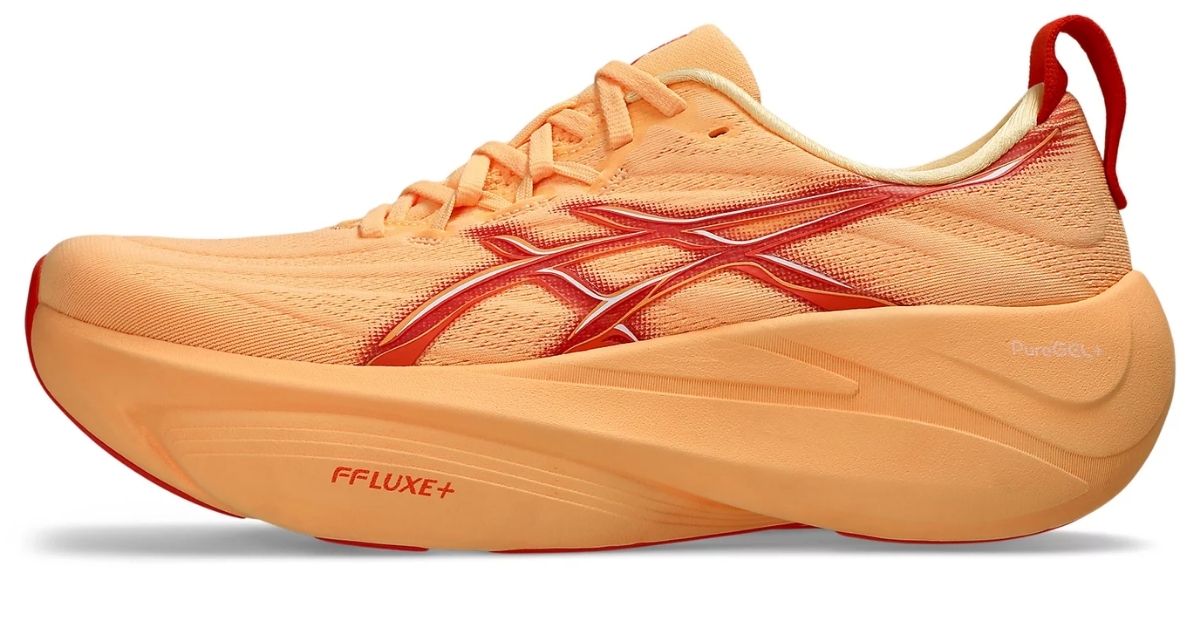 ASICS GEL-SLOWCUSH en color naranja con detalles rojos vista de perfil