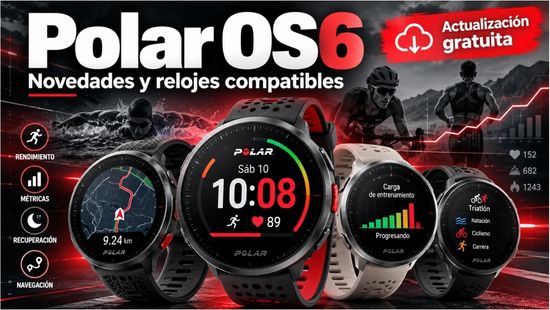 Relojes deportivos Polar con una recreación visual de las novedades de Polar OS6