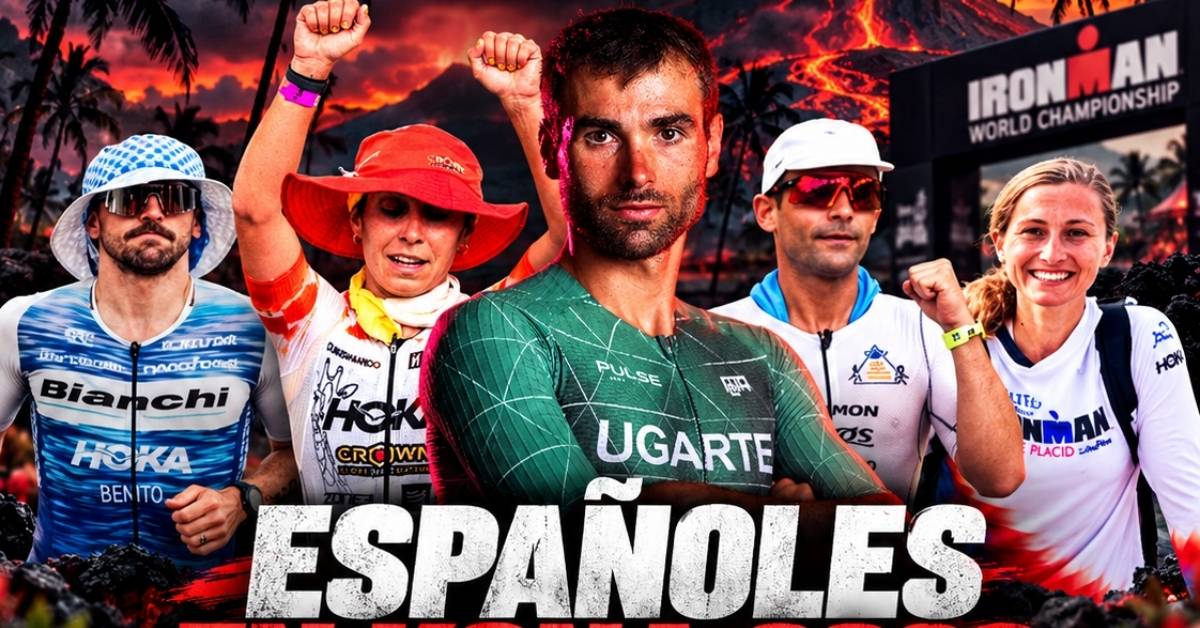 Composición con los cinco representantes españoles profesionales del IRONMAN Kona 2026
